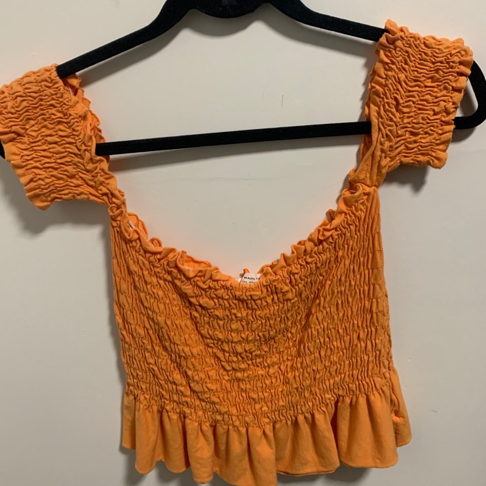 off the shoulder orange crop top
